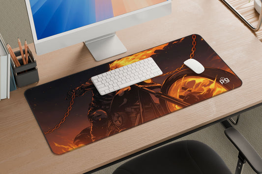 Ghost Rider Flaming Skull Motorcycle - XXL and XXXXL Mouse Pad - PixelGears