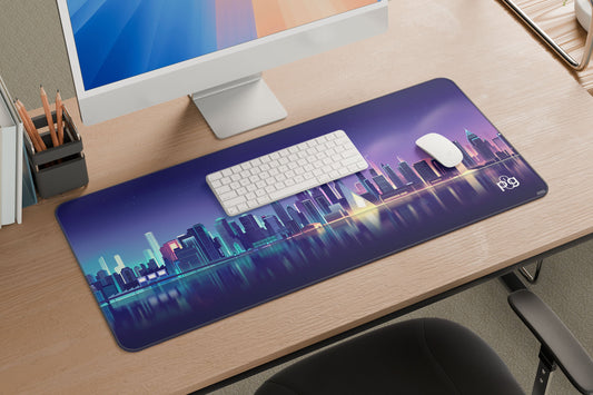 Cityscape Neon Aesthetic Reflections - XXL and XXXXL Mouse Pad - PixelGears