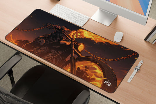 Ghost Rider Flaming Skull Motorcycle - XXL and XXXXL Mouse Pad - PixelGears