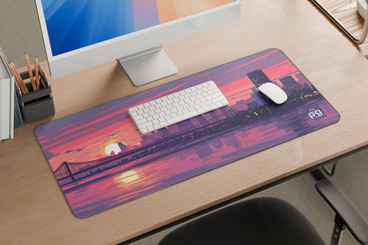 Aesthetic Cityscape Sunset Bridge - XXL and XXXXL Mouse Pad - PixelGears
