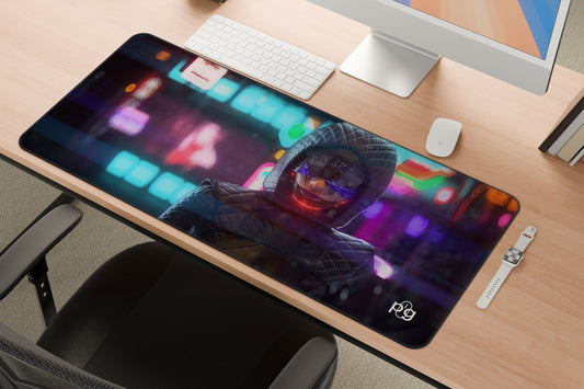 Cyberpunk Girl Future Tech Futuristic Dope - XXL and XXXXL Mouse Pad - PixelGears