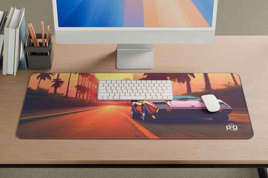 Lamborghini Sports Car Street Sunset - XXL and XXXXL Mouse Pad - PixelGears