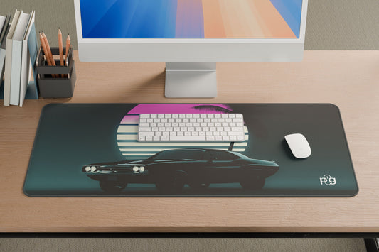Retro Vintage Muscle Car Sunset Neon - XXL and XXXXL Mouse Pad - PixelGears