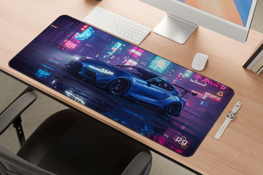 Toyota GR Supra Cyberpunk Neon City - XXL and XXXXL Mouse Pad - PixelGears