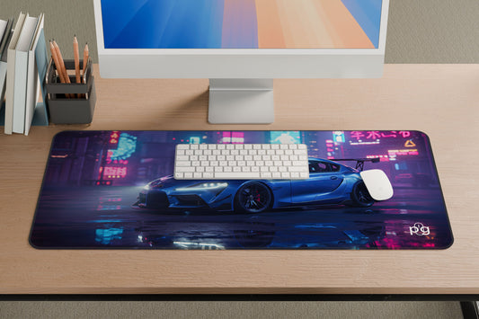 Toyota GR Supra Cyberpunk Neon City - XXL and XXXXL Mouse Pad - PixelGears
