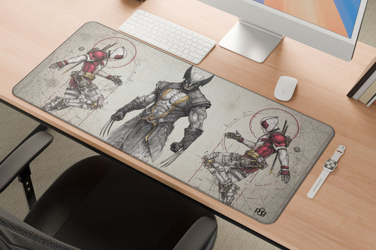 Wolverine & Dual Deadpools Tech Art - XXL and XXXXL Mouse Pad - PixelGears