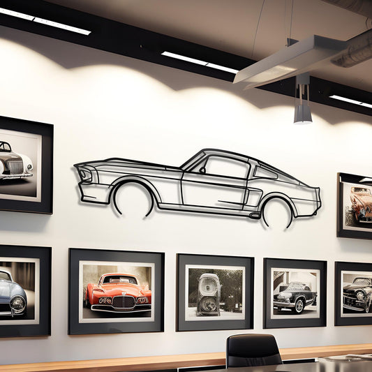 1967 Mustang Shelby GT500 Metal Car Silhouette Wall Art | Personalized Car Gift For Men - PixelGears