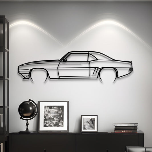 1969 Camaro SS Metal Car Silhouette Wall Art | Personalized Car Gift For Men - PixelGears