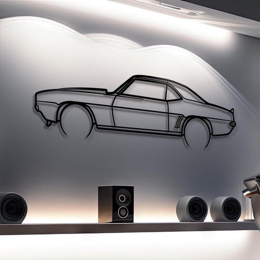 1969 Camaro Z28 Metal Car Silhouette Wall Art | Personalized Car Gift For Men - PixelGears
