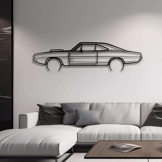 1969 Charger R_T Metal Car Silhouette Wall Art | Personalized Car Gift For Men - PixelGears