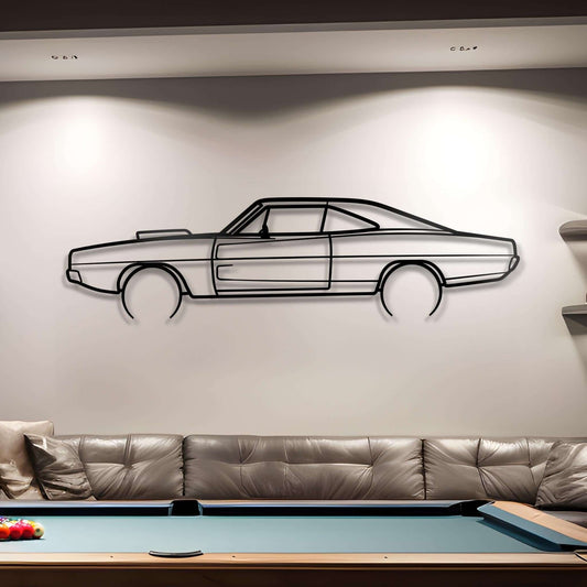 1969 Charger R_T Metal Car Silhouette Wall Art | Personalized Car Gift For Men - PixelGears