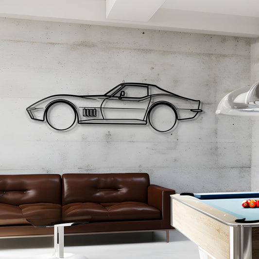 1969 Corvette Stingray Metal Car Silhouette Wall Art | Personalized Car Gift For Men - PixelGears