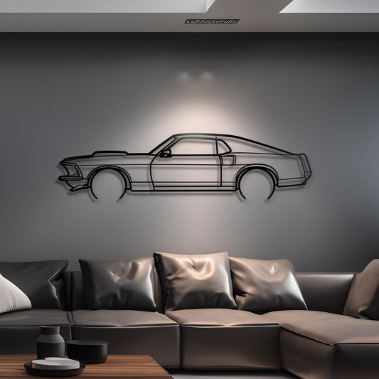 1969 Mustang Boss 429 Metal Car Silhouette Wall Art | Personalized Car Gift For Men - PixelGears