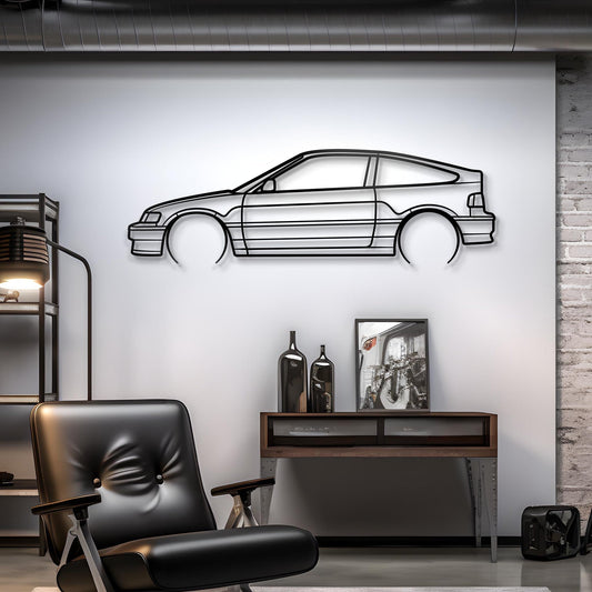 1989 Civic CRX Si Metal Car Silhouette Wall Art | Personalized Car Gift For Men - PixelGears
