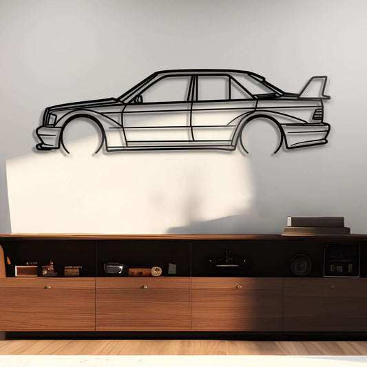 1990 190E Metal Car Silhouette Wall Art | Personalized Car Gift For Men - PixelGears