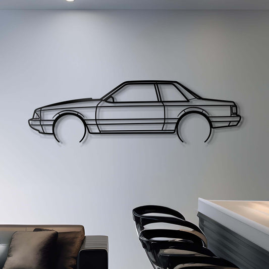 1990 Mustang Foxbody Notchback Metal Car Silhouette Wall Art | Personalized Car Gift For Men - PixelGears