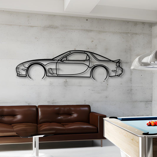 1993 RX-7 Metal Car Silhouette Wall Art | Personalized Car Gift For Men - PixelGears