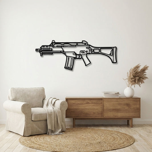 G36C Silhouette BGMI Metal Gun Silhouette Wall Art - PixelGears