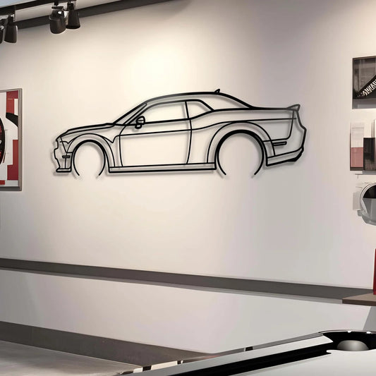 2019 Challenger SRT Hellcat Metal Car Silhouette Wall Art | Personalized Car Gift For Men - PixelGears