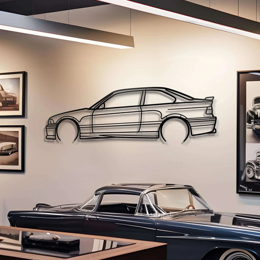 1990 E36 M3 Metal Car Silhouette Wall Art | Personalized Car Gift For Men - PixelGears