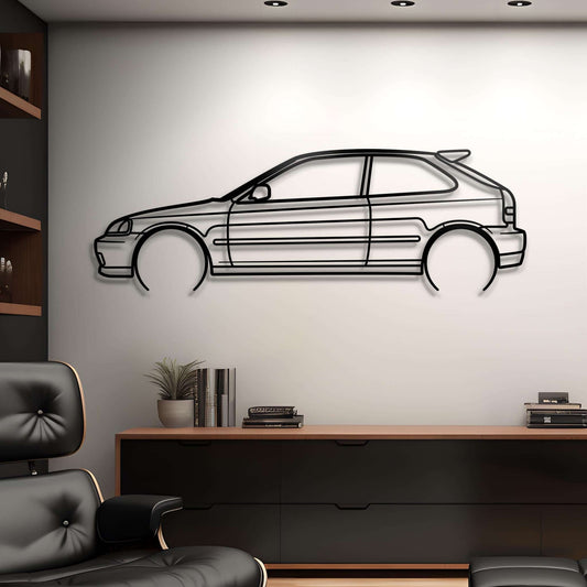 2000 Civic Type R Metal Car Silhouette Wall Art | Personalized Car Gift For Men - PixelGears