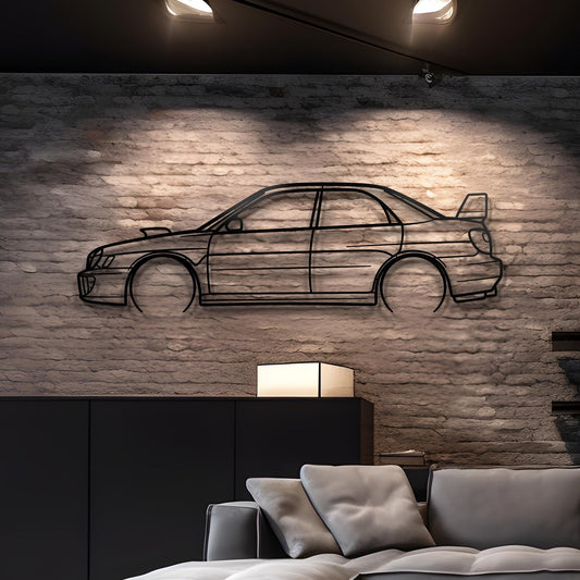 2002 WRX Metal Car Silhouette Wall Art | Personalized Car Gift For Men - PixelGears