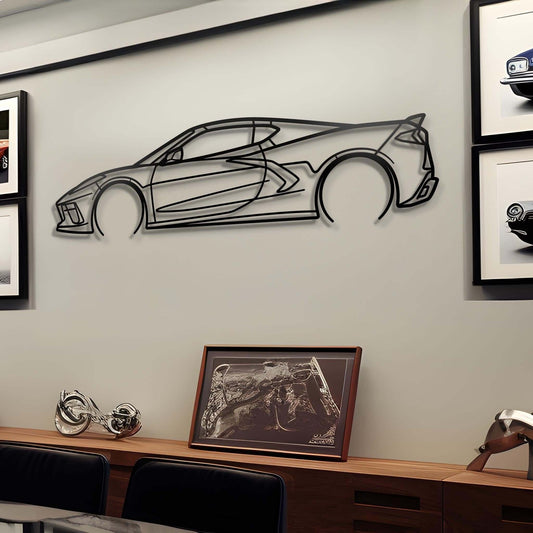 2021 Corvette C8 Metal Car Silhouette Wall Art | Personalized Car Gift For Men - PixelGears