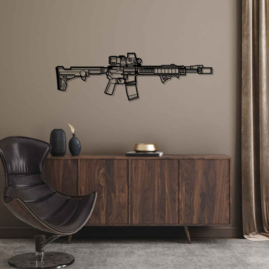 AR-15 5.56 Metal Gun Silhouette Wall Art
