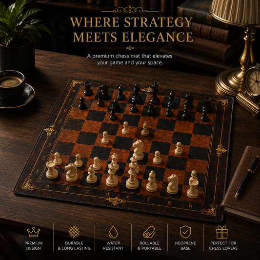 Heritage Walnut Neoprene Chess Board – Tournament Chess Mat | Roll Up Chess Board