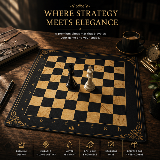 Imperial Noir Premium Neoprene Chess Board – Tournament Chess Mat | Roll Up Chess Board