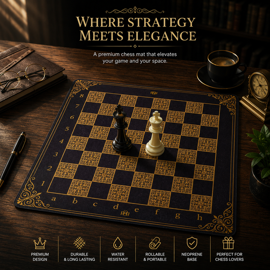 Royal Baroque Premium Neoprene Chess Board – Tournament Chess Mat | Roll Up Chess Board