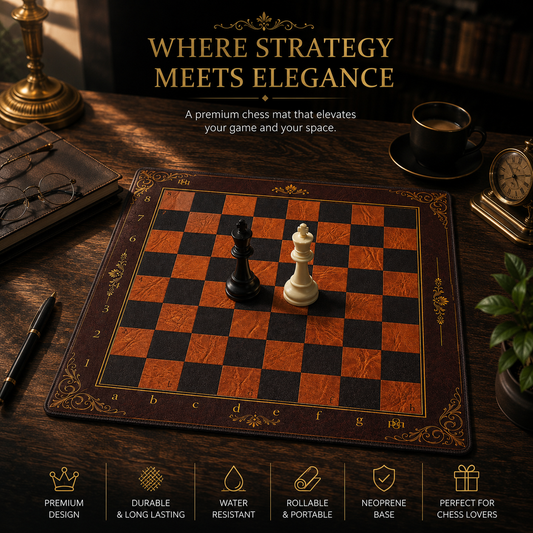 Regal Saddle Neoprene Chess Board – Tournament Chess Mat | Roll Up Chess Board
