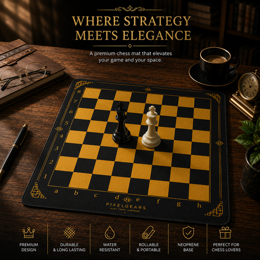Golden Monarch Neoprene Chess Board – Tournament Chess Mat | Roll Up Chess Board