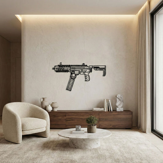 O12 Silhouette BGMI Metal Gun Silhouette Wall Art - PixelGears