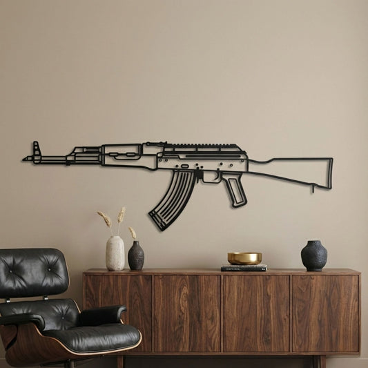 AKM Silhouette BGMI Metal Gun Silhouette Wall Art - PixelGears