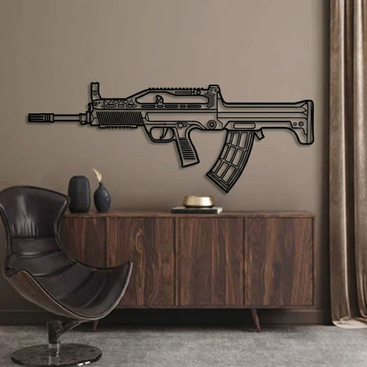QBZ Mutant Silhouette BGMI Metal Gun Silhouette Wall Art - PixelGears