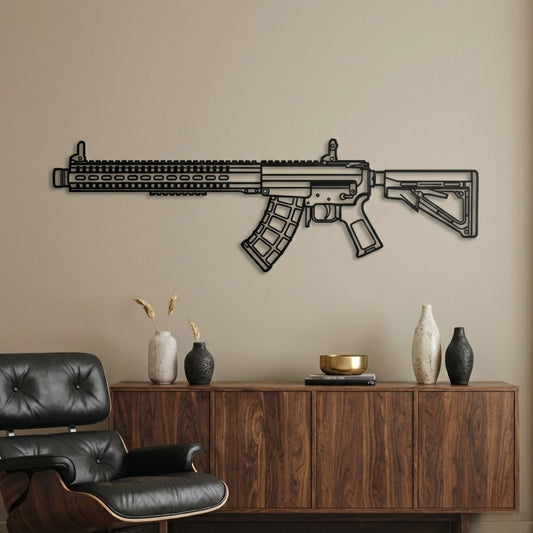 MK-47 Mutant Silhouette BGMI Metal Gun Silhouette Wall Art - PixelGears