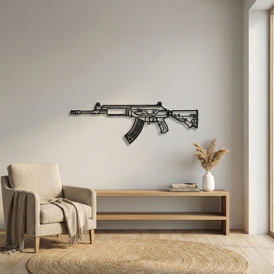 ACE 32 Silhouette BGMI Metal Gun Silhouette Wall Art - PixelGears