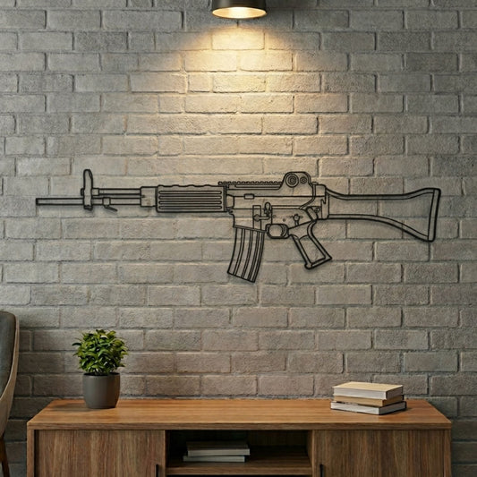K2 Silhouette BGMI Metal Gun Silhouette Wall Art - PixelGears