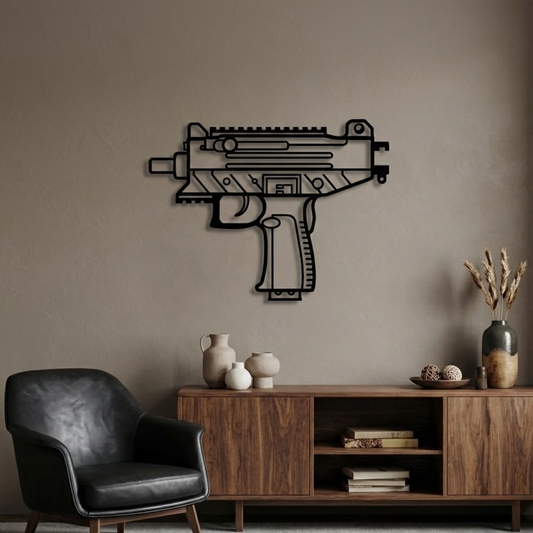 UZI Silhouette BGMI Metal Gun Silhouette Wall Art - PixelGears
