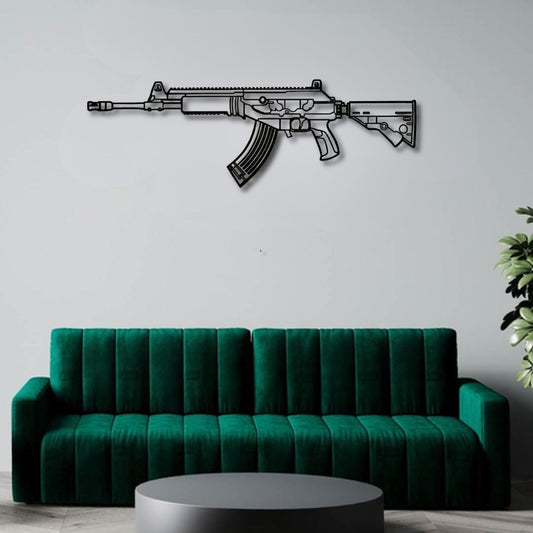 ACE 32 Silhouette BGMI Metal Gun Silhouette Wall Art - PixelGears