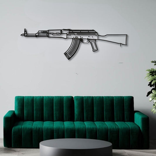 AKM Silhouette BGMI Metal Gun Silhouette Wall Art - PixelGears