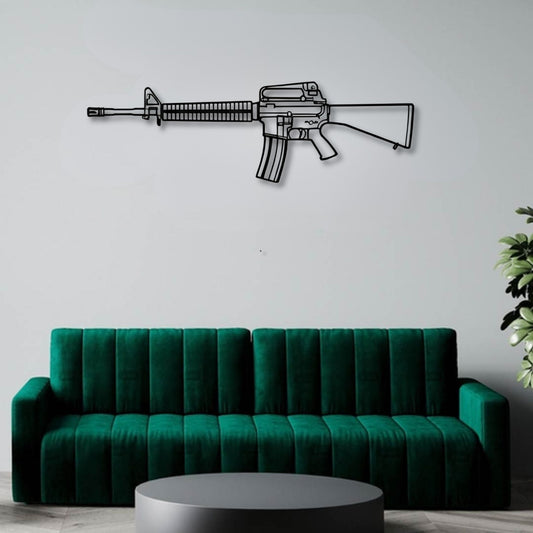 M16A4 Silhouette BGMI Metal Gun Silhouette Wall Art - PixelGears
