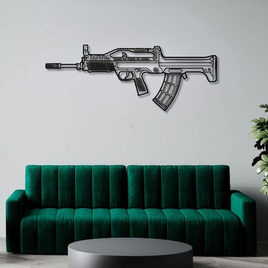 QBZ Mutant Silhouette BGMI Metal Gun Silhouette Wall Art - PixelGears