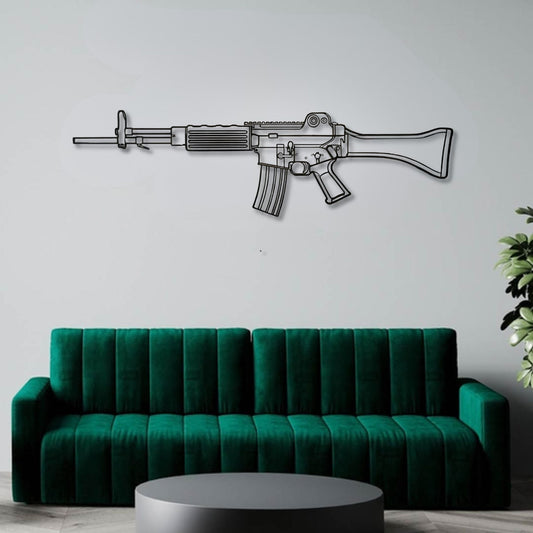 K2 Silhouette BGMI Metal Gun Silhouette Wall Art - PixelGears