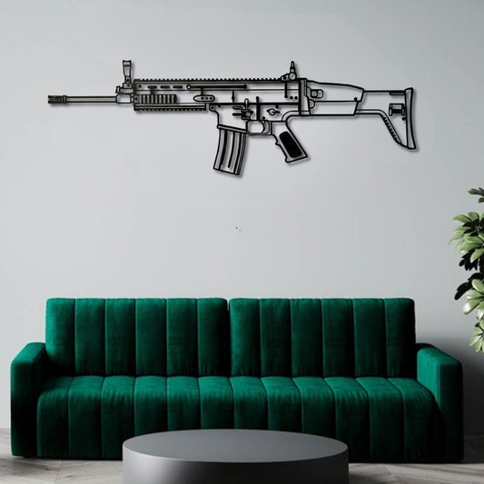 SCAR-L Mutant Silhouette BGMI Metal Gun Silhouette Wall Art - PixelGears