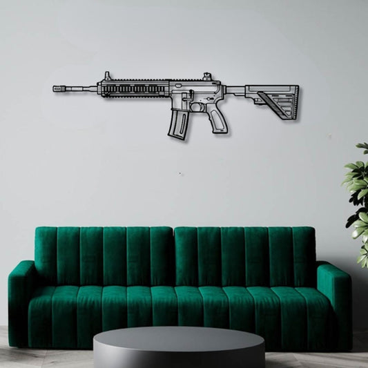 M416 Silhouette BGMI Metal Gun Silhouette Wall Art - PixelGears
