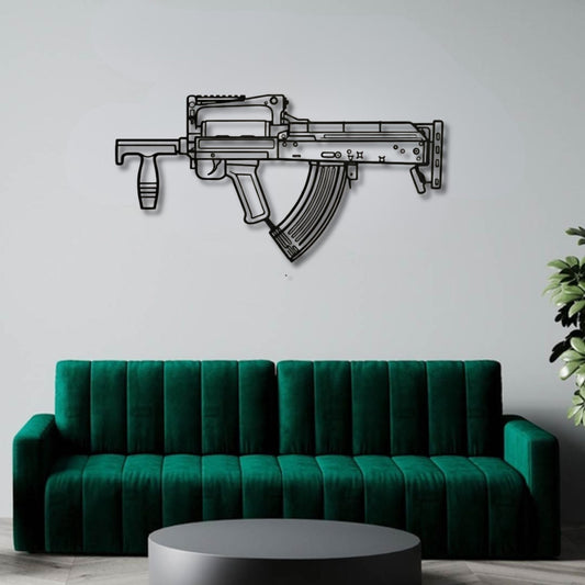 Groza Silhouette BGMI Metal Gun Silhouette Wall Art - PixelGears