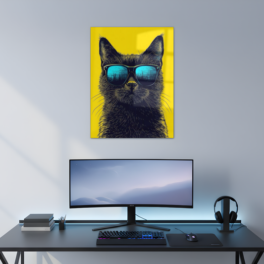 Cool Cat in Shades Metal Poster | Aesthetic Pop Art Wall Decor & Painting