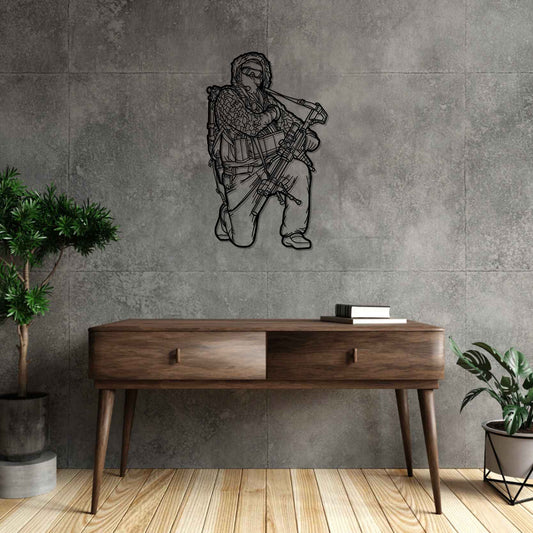 American Operator Silhouette  Metal Gun Silhouette Wall Art